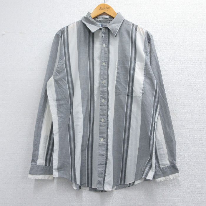 L★古着 長袖 シャツ メンズ グレー他 ストライプ 25feb22 中古 トップス