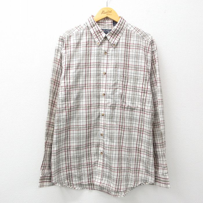 XL★古着 ピューリタン 長袖 シャツ メンズ 00年代 00s 大きいサイズ ボタンダウン ベージュ他 カーキ チェック 25feb26 中古 トップス