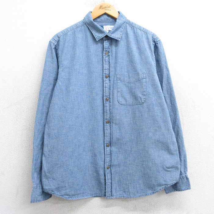 L★古着 オールドネイビー OLDNAVY 長袖 シャツ メンズ コットン 薄紺 ネイビー 25feb26 中古 トップス