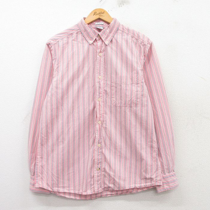 M★古着 オールドネイビー OLD NAVY 長袖 シャツ メンズ コットン ボタンダウン ピンク他 ストライプ 25feb26 中古 トップス
