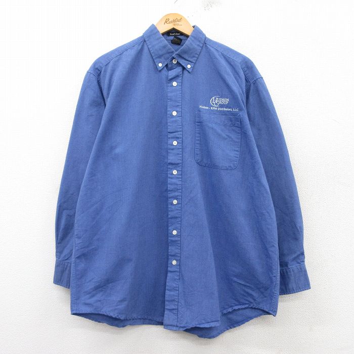 XL★古着 長袖 シャツ メンズ HUDSON GROUP 薄紺 ネイビー 25feb26 中古 トップス