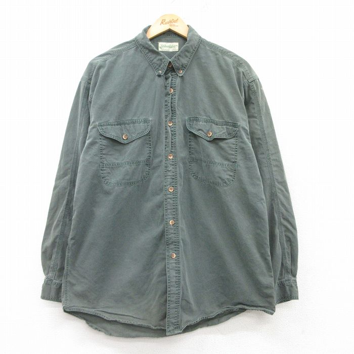 【50%OFF】XL★古着 セントジョンズベイ 長袖 シャツ メンズ 90年代 90s コットン ボタンダウン 緑 グリーン 25feb26 中古 トップス