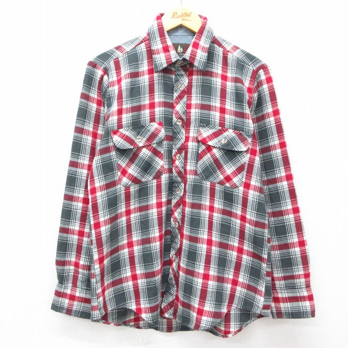 【50%OFF】M★古着 長袖 シャツ メンズ 90年代 90s 赤他 レッド チェック 25feb27 中古 トップス