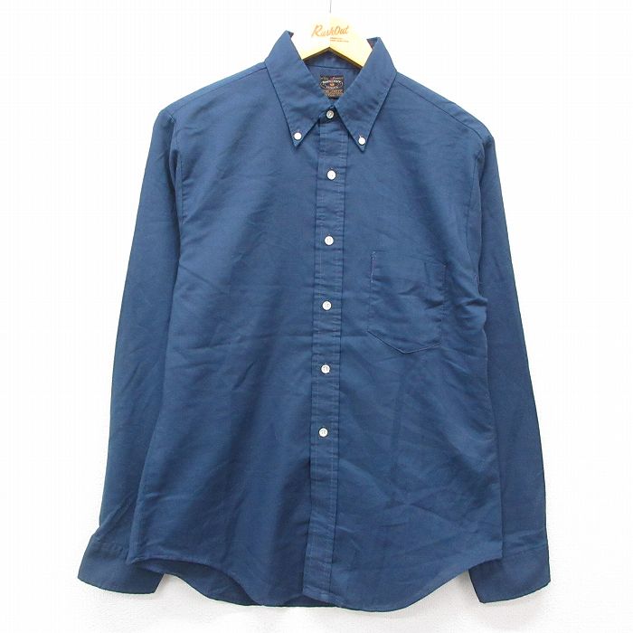 【50%OFF】M★古着 タウンクラフト 長袖 ビンテージ シャツ メンズ 70年代 70s ボタンダウン 紺 ネイビー 25feb27 中古 トップス