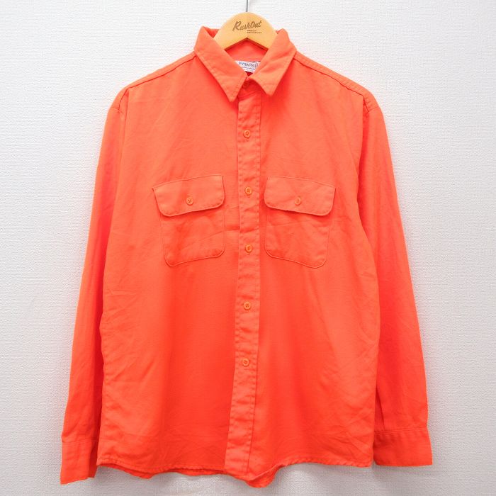 XL★古着 ファイブブラザー 長袖 シャツ メンズ 80年代 80s USA製 オレンジ 【spe】 25feb27 中古 トップス