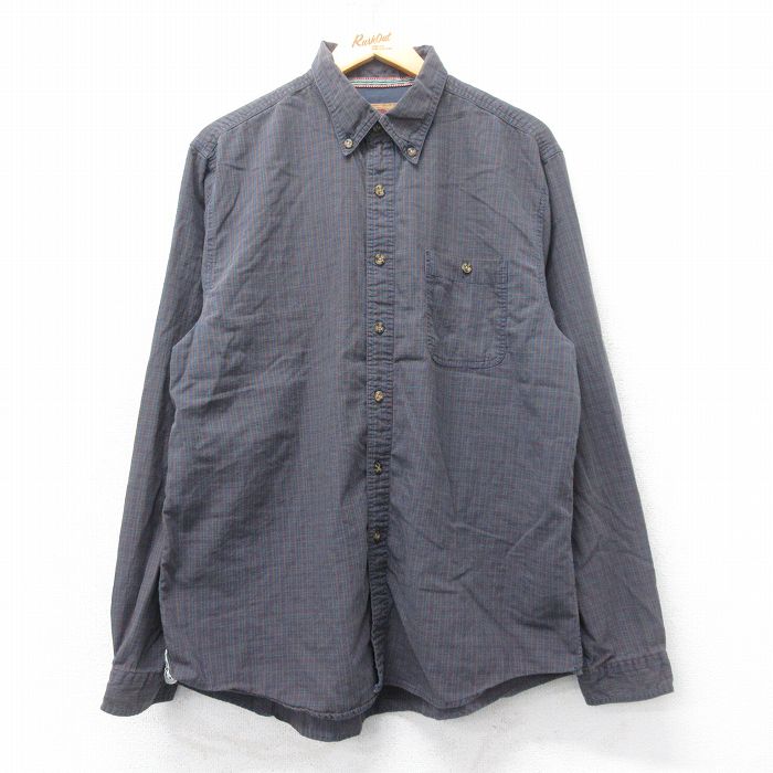 XL★古着 ボストントレーダーズ 長袖 シャツ メンズ コットン ボタンダウン 紺他 ネイビー チェック 25feb27 中古 トップス