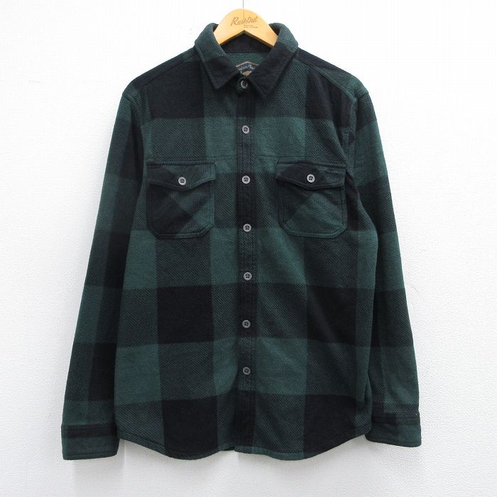 M★古着 長袖 シャツ メンズ フリース 緑他 グリーン チェック 25feb28 中古 トップス