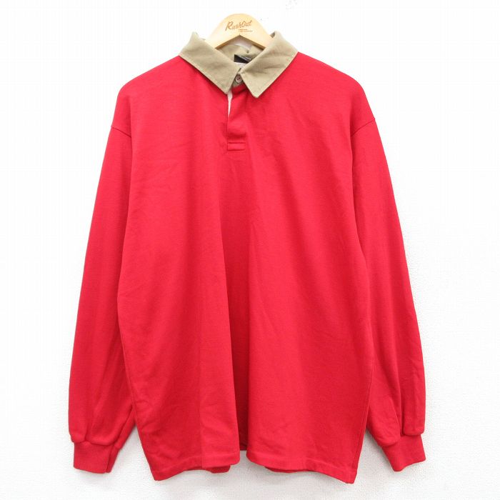XL★古着 キャンパス 長袖 ラガー シャツ メンズ 90年代 90s 大きいサイズ USA製 赤他 レッド 25mar01 中古 トップス