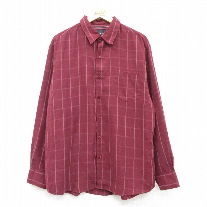 XL★古着 長袖 シャツ メンズ スエード調 エンジ他 25mar01 中古 トップス