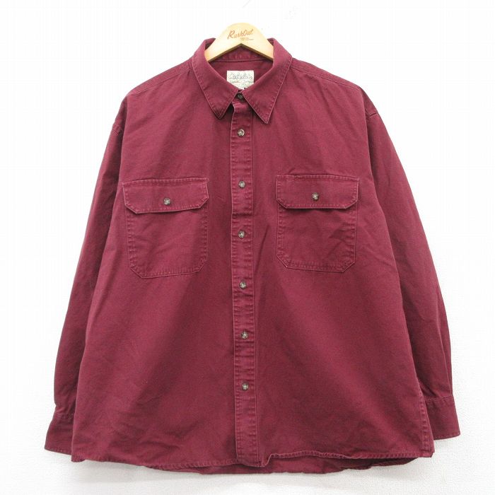 XL★古着 カベラス 長袖 シャツ メンズ 大きいサイズ コットン エンジ 25mar01 中古 トップス