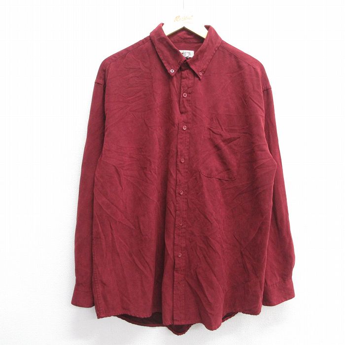 XL★古着 長袖 シャツ メンズ エンジ 25mar01 中古 トップス