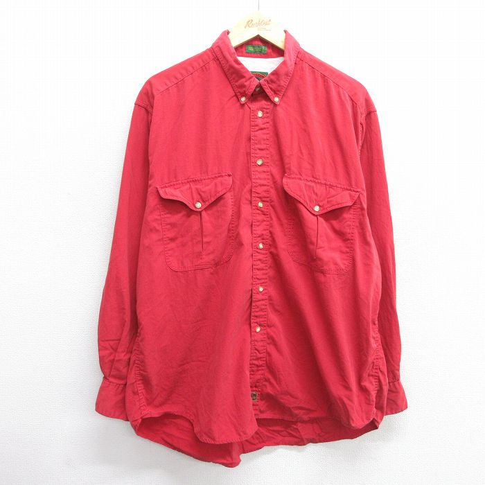 XL★古着 ボストントレーダーズ 長袖 シャツ メンズ 00年代 00s 大きいサイズ コットン ボタンダウン 赤 レッド 25mar01 中古 トップス