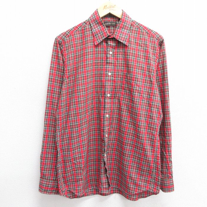 M★古着 長袖 シャツ メンズ 90年代 90s 赤他 レッド チェック 25mar01 中古 トップス