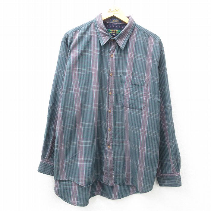 90s 長袖シャツ チェック グリーン XL | 古着
