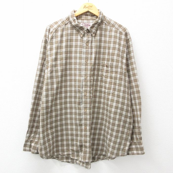 XL★古着 ラングラー Wrangler 長袖 シャツ メンズ 大きいサイズ ボタンダウン 緑系他 グリーン チェック 25mar01 中古 トップス