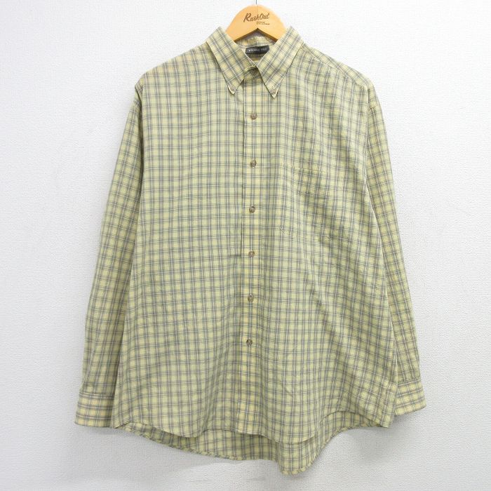 バンヒューセン 長袖シャツ イエローチェック XL | 古着