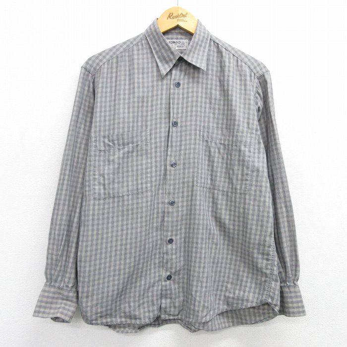 L★古着 長袖 シャツ メンズ 90年代 90s イタリア製 グレー他 チェック 25mar03 中古 トップス