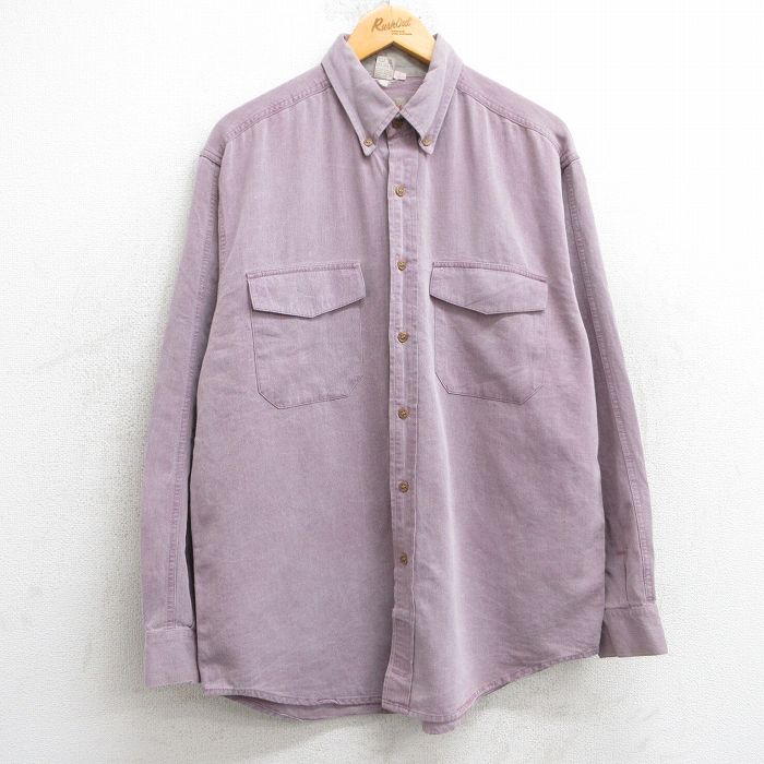L★古着 THE TERRITORY AHEAD 長袖 シャツ メンズ 00年代 00s コットン ボタンダウン 紫系 パープル 【spe】 25mar04 中古 トップス