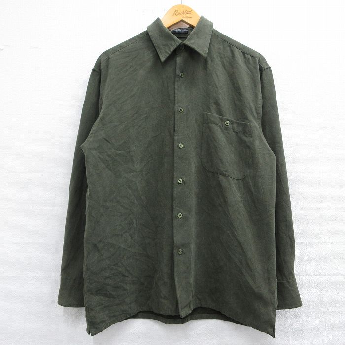 L★古着 長袖 シャツ メンズ 緑 グリーン 25mar04 中古 トップス