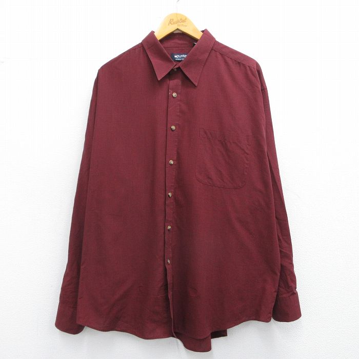 XL★古着 ピューリタン 長袖 シャツ メンズ 00年代 00s 大きいサイズ エンジ 25mar04 中古 トップス