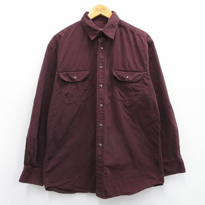 L★古着 セントジョンズベイ 長袖 シャツ メンズ コットン エンジ 25mar04 中古 トップス