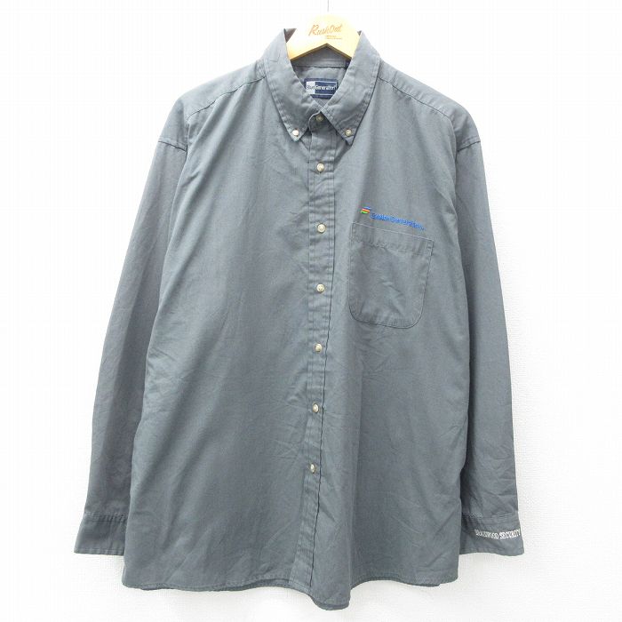 XL★古着 長袖 シャツ メンズ Exelon 大きいサイズ ボタンダウン グレー 25mar05 中古 トップス