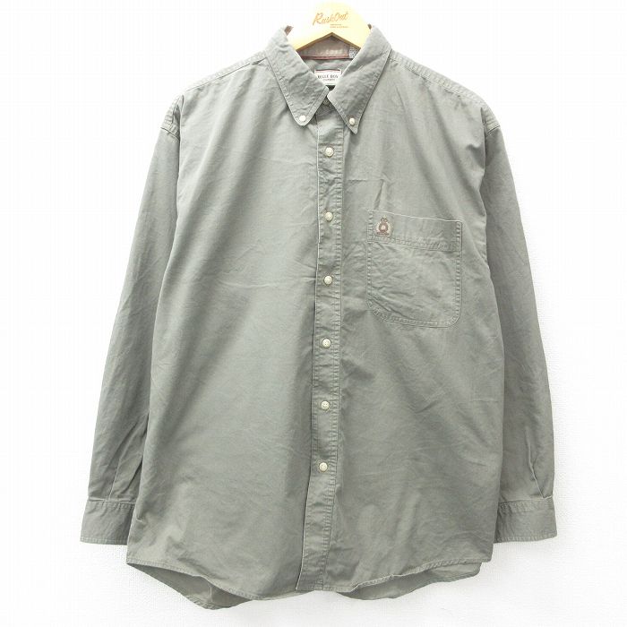 【50%OFF】XL★古着 ビューグルボーイ 長袖 シャツ メンズ 00年代 00s コットン ボタンダウン 濃緑 グリーン 25mar05 中古 トップス
