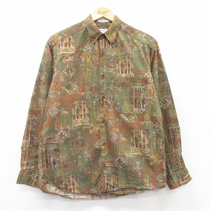 M★古着 長袖 シャツ メンズ 00年代 00s コットン 茶他 ブラウン 25mar06 中古 トップス