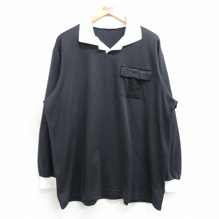 【20%OFF】L★古着 長袖 ラガー シャツ メンズ 80年代 80s USA製 黒 ブラック 25mar07 中古 トップス
