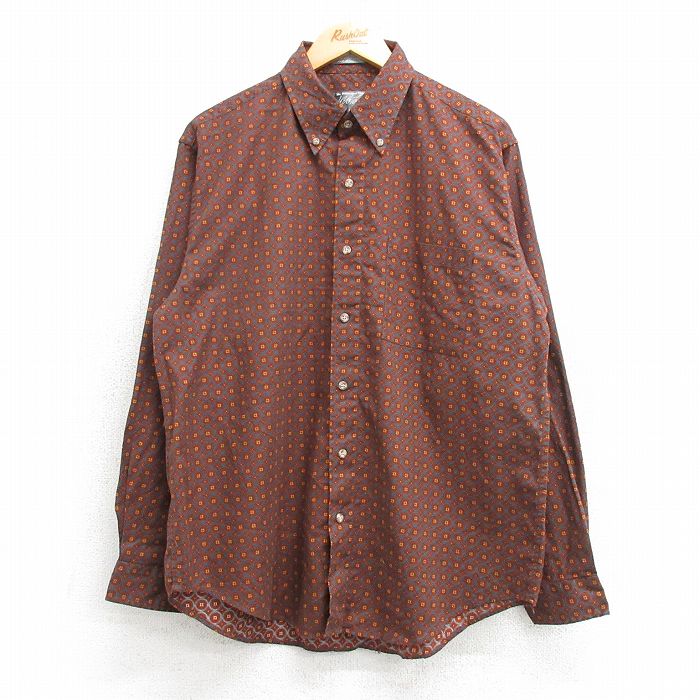 M★古着 長袖 シャツ メンズ 00年代 00s コットン ボタンダウン 茶他 ブラウン 25mar07 中古 トップス