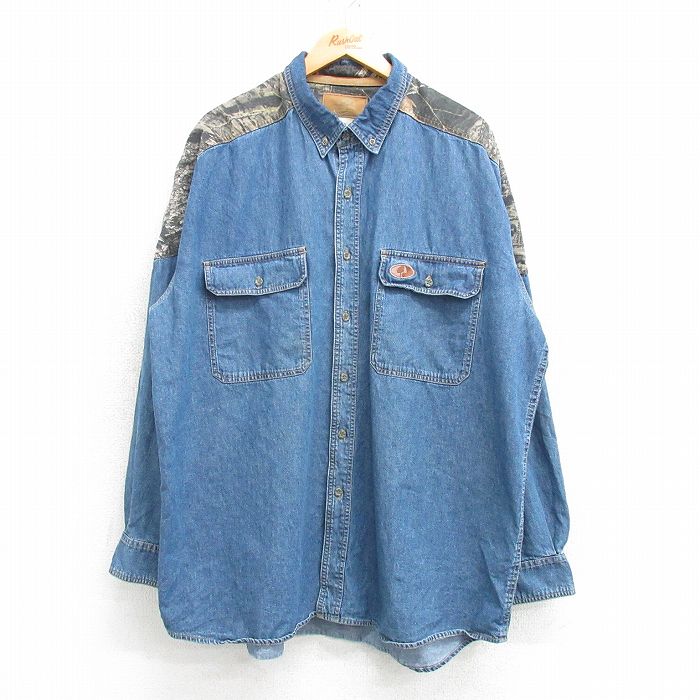 【50%OFF】モッシーオーク 長袖シャツ デニム ネイビー XL | 古着