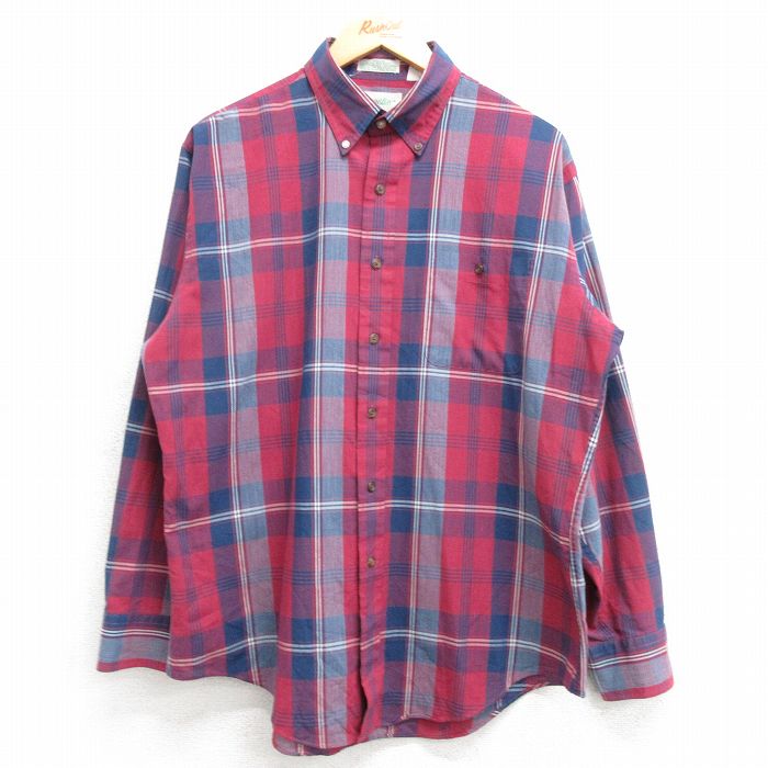 L★古着 セントジョンズベイ 長袖 シャツ メンズ 90年代 90s ボタンダウン 赤他 レッド チェック 25mar07 中古 トップス
