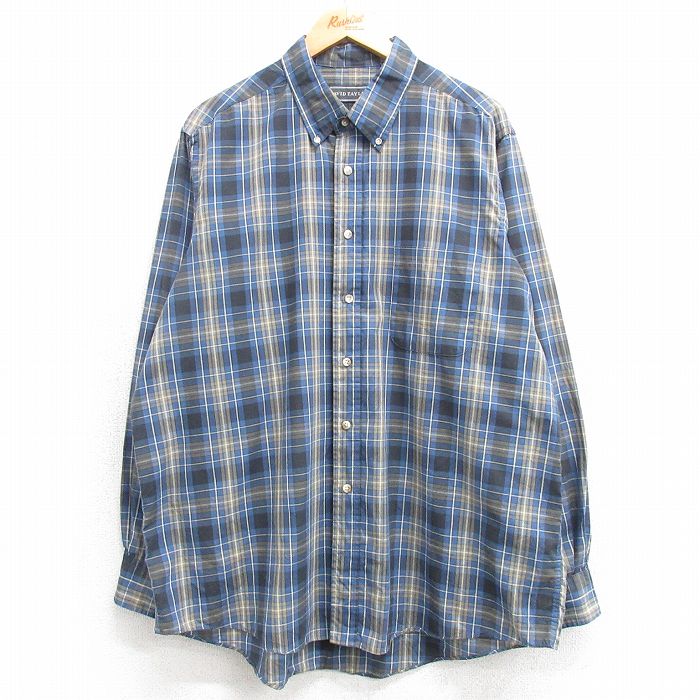 【50%OFF】90s 長袖シャツ ネイビーチェック XL | 古着