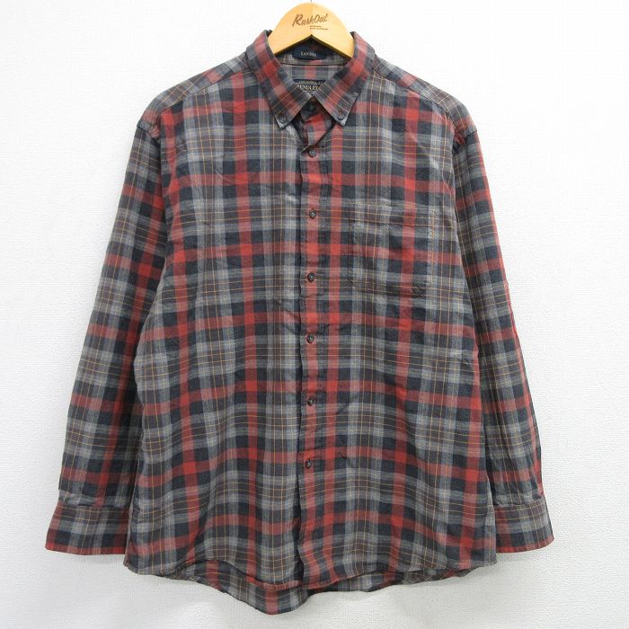 XL★古着 ペンドルトン PENDLETON 長袖 シャツ メンズ ボタンダウン 茶他 ブラウン チェック 25mar11 中古 トップス