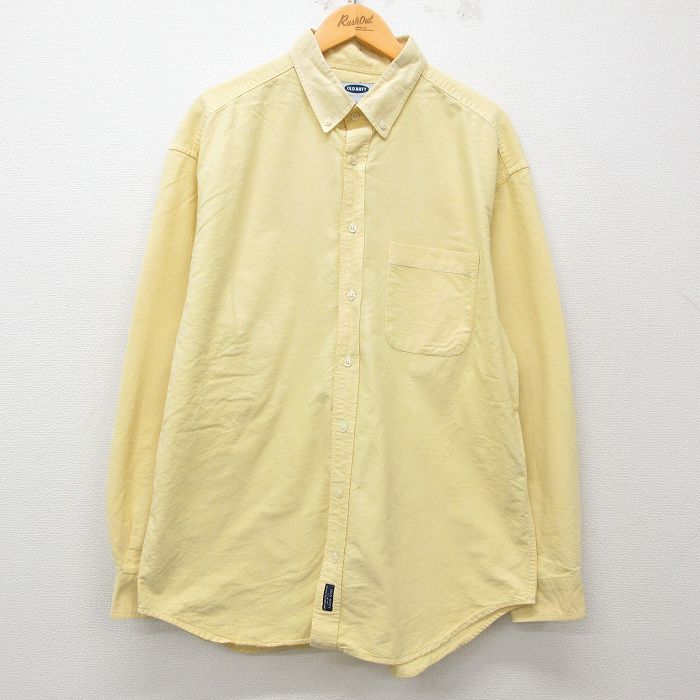 XL★古着 オールドネイビー OLD NAVY 長袖 シャツ メンズ 00年代 00s 大きいサイズ ロング丈 コットン ボタンダウン 黄 イエロー 25mar11 中古 トップス