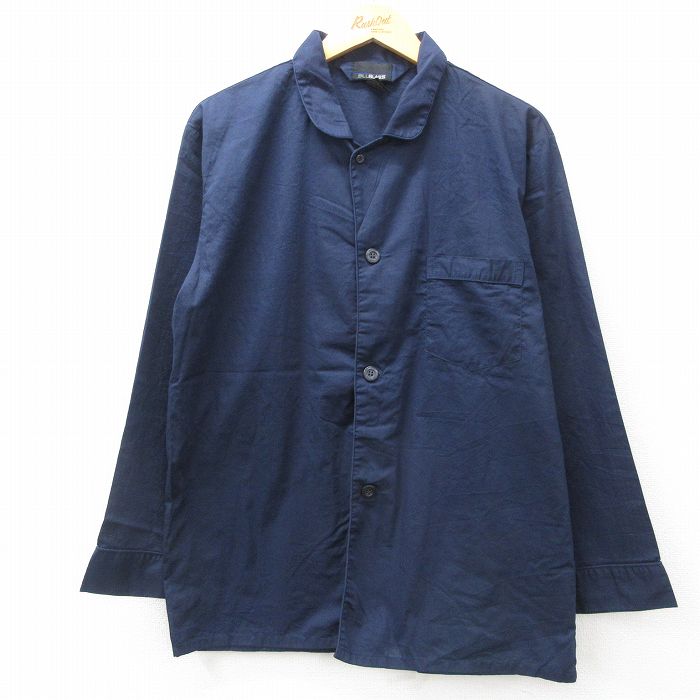 L★古着 長袖 パジャマ シャツ メンズ 00年代 00s 紺 ネイビー 25mar12 中古 トップス