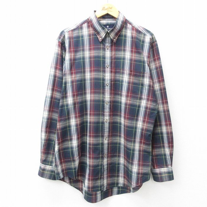 【50%OFF】XL★古着 長袖 シャツ メンズ 90年代 90s エンジ他 チェック 25mar12 中古 トップス