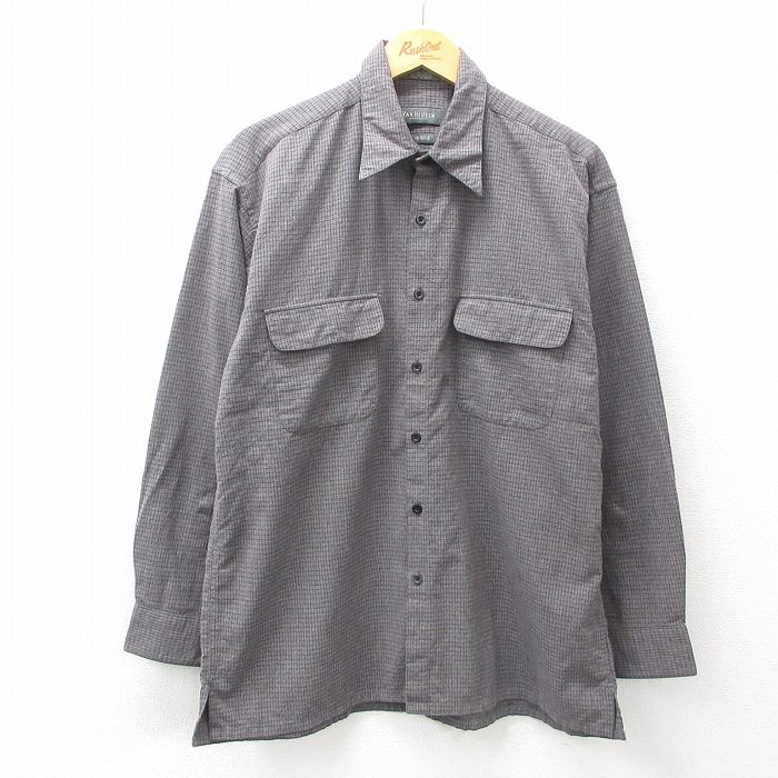 L★古着 バンヒューセン 長袖 シャツ メンズ 00年代 00s グレー他 チェック 25mar12 中古 トップス