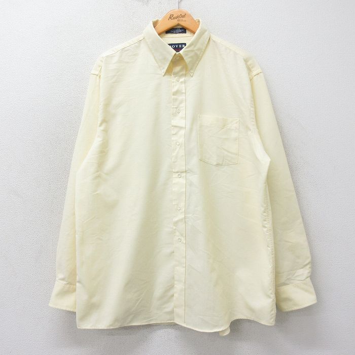 XL★古着 アロー 長袖 シャツ メンズ 90年代 90s オックスフォード ロング丈 ボタンダウン 薄黄 イエロー 25mar12 中古 トップス