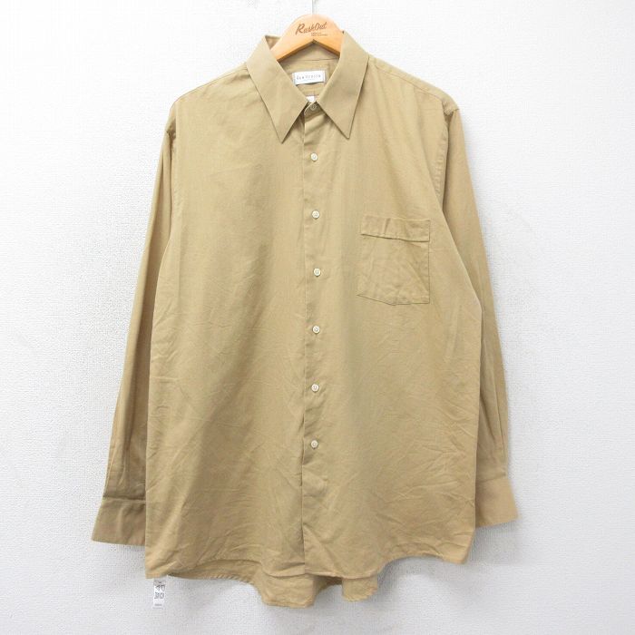 XL★古着 バンヒューセン 長袖 シャツ メンズ 00年代 00s ロング丈 ベージュ系 カーキ 25mar12 中古 トップス