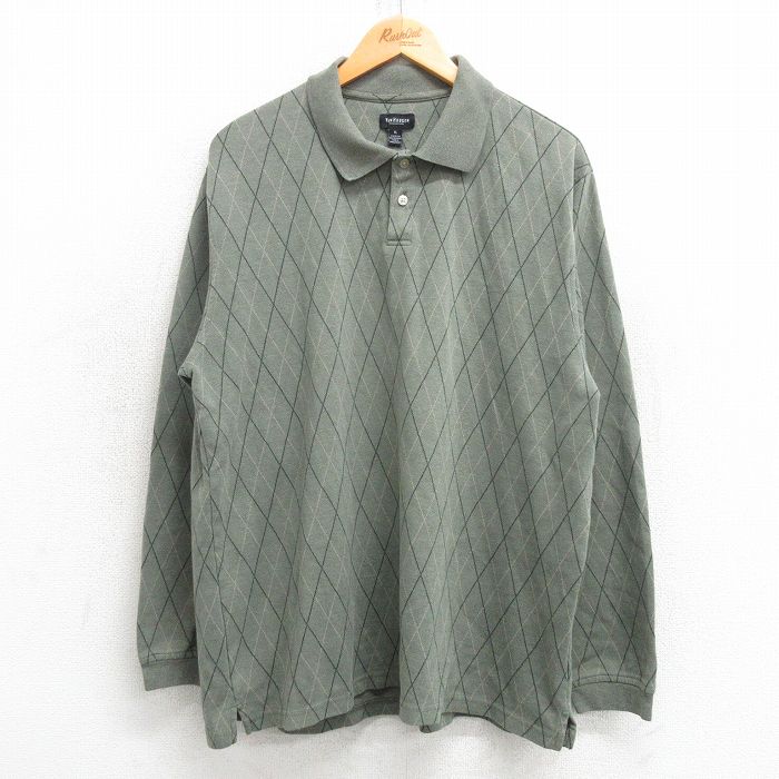 L★古着 バンヒューセン 長袖 ポロ シャツ メンズ 緑系他 グリーン 25mar13 中古 トップス