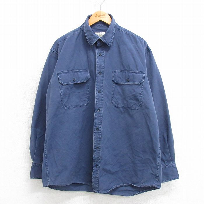 L★古着 カベラス 長袖 シャツ メンズ コットン 紺 ネイビー 25mar13 中古 トップス