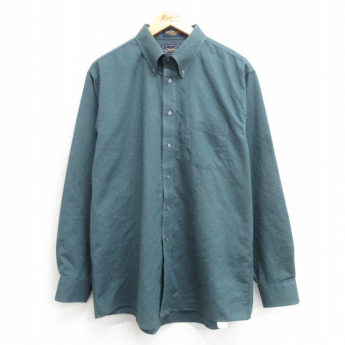 L★古着 アロー 長袖 シャツ メンズ 00年代 00s ボタンダウン カナダ製 濃緑 グリーン 25mar13 中古 トップス
