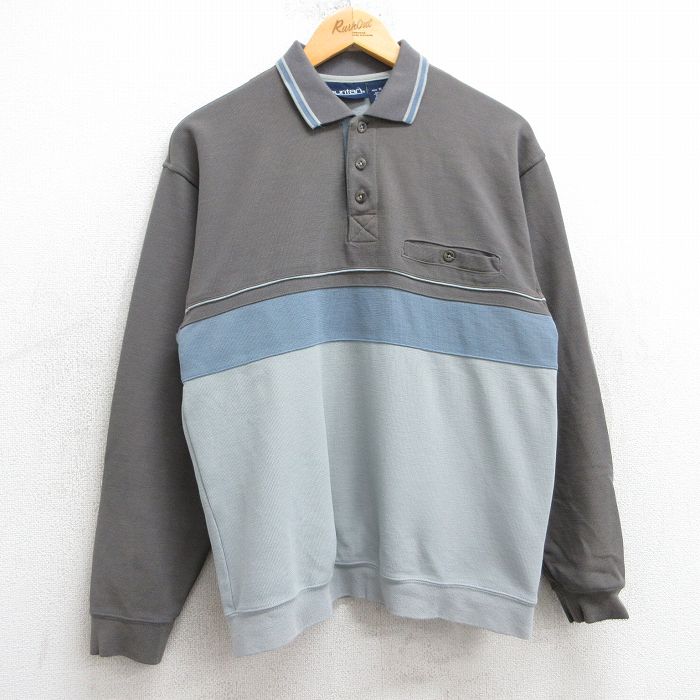 【50%OFF】M★古着 ピューリタン 長袖 ポロ シャツ メンズ 00年代 00s 濃グレー他 25mar15 中古 トップス