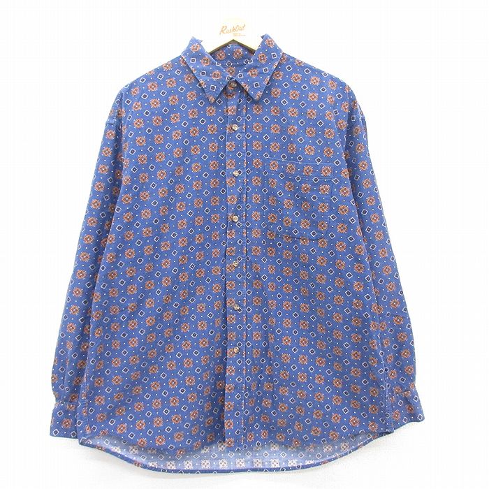 XL★古着 長袖 シャツ メンズ 00年代 00s 青他 ブルー 25mar17 中古 トップス