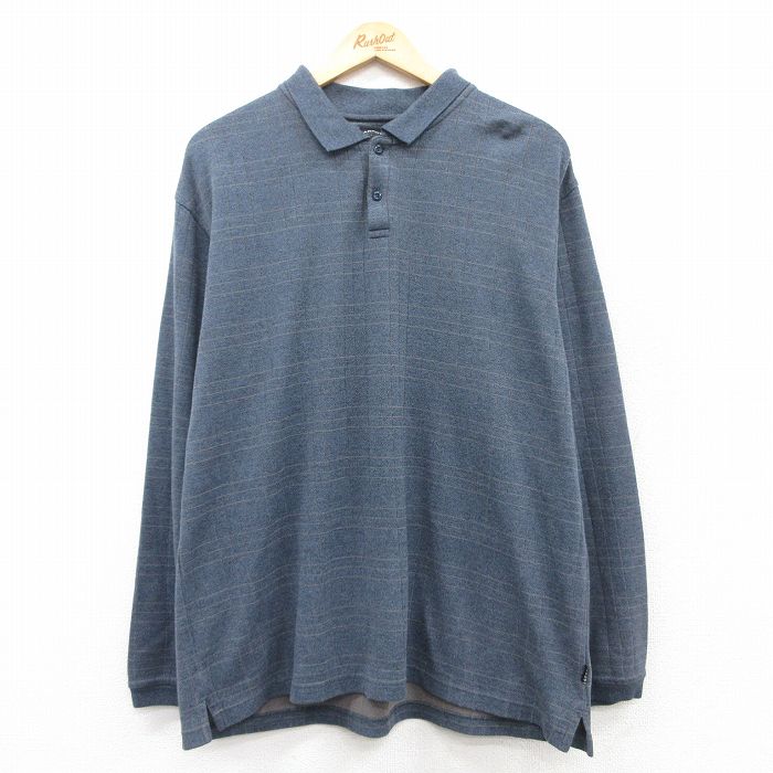 L★古着 アロー 長袖 ポロ シャツ メンズ 紺 ネイビー 25mar17 中古 トップス