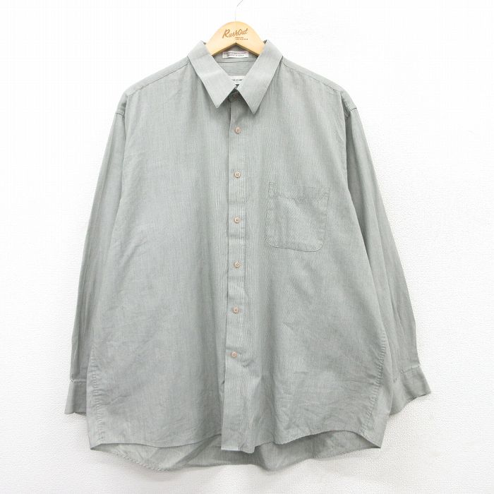 XL★古着 ピエールカルダン pierre cardin 長袖 ブランド シャツ メンズ 90年代 90s 大きいサイズ 緑系 グリーン 25mar17 中古 トップス