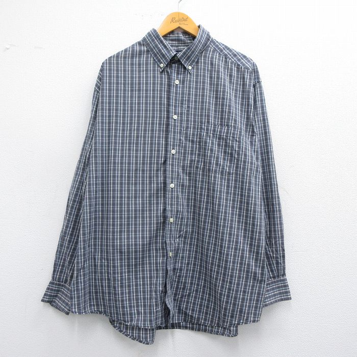 XL★古着 長袖 シャツ メンズ 00年代 00s 大きいサイズ ボタンダウン グレー他 チェック 25mar17 中古 トップス