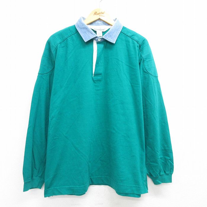 XL★古着 長袖 ラガー シャツ メンズ 00年代 00s コットン 青緑 25mar17 中古 トップス