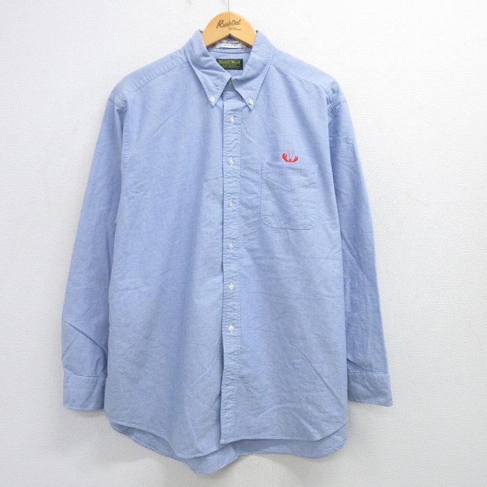 【50%OFF】XL★古着 長袖 シャツ メンズ 00年代 00s エビ 大きいサイズ コットン ボタンダウン 薄紺 ネイビー 25mar17 中古 トップス